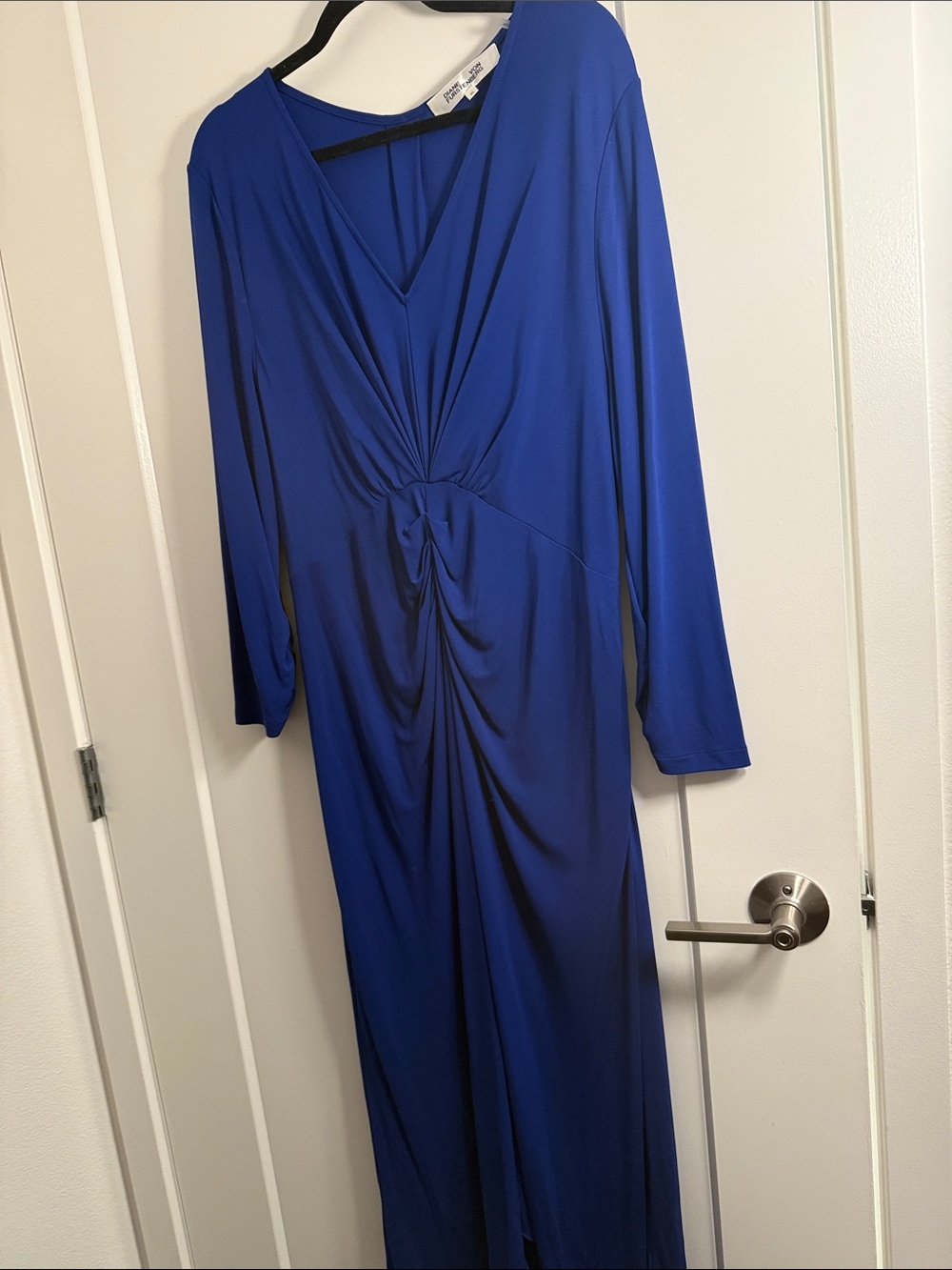 Diane Von Furstenberg Cobalt Blue Long Sleeve Twist-Front dress  . Contemporary